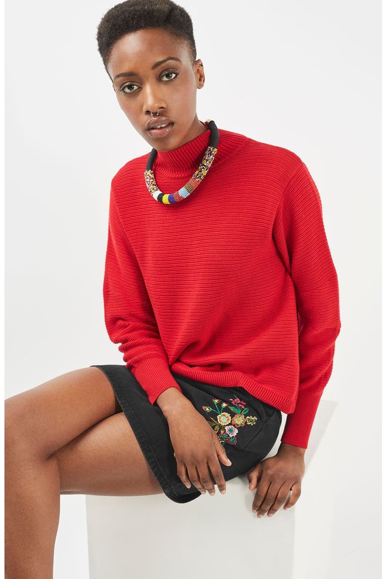 Embroidered Denim A-Line Skirt, Alternate, color, BLACK MULTI