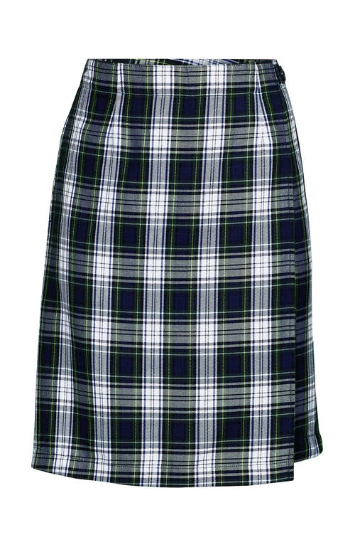 Lands' End School Uniform Plaid A Line Tab Skort Top Of Knee In White