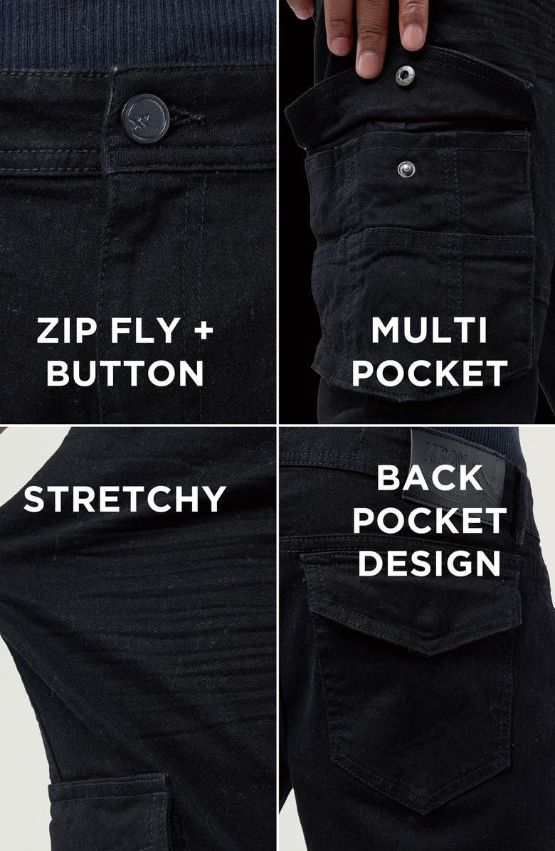 XRAY Slim Fit Cargo Pocket Denim Jeans, Alternate, color, Jet Black