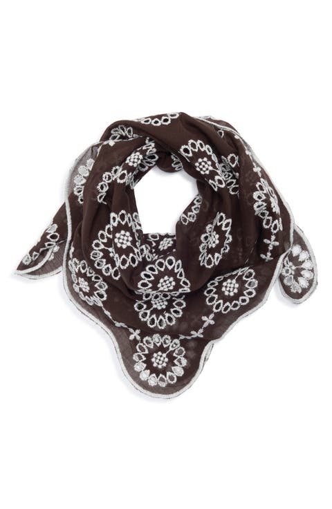 Embroidered Floral Eyelet Organic Cotton Bandana
