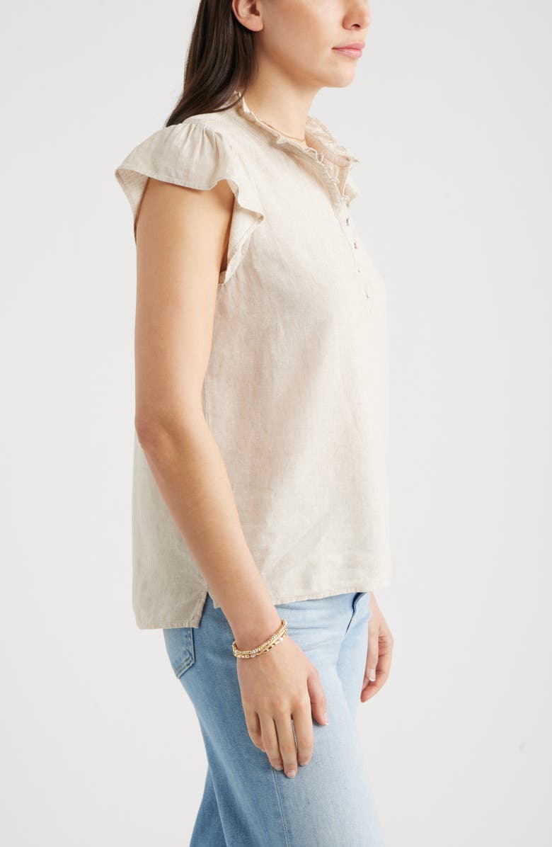 Caslon<sup>®</sup> Flutter Sleeve Popover Top, Alternate, color, Flax