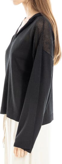 Pointelle Hooded Sweater