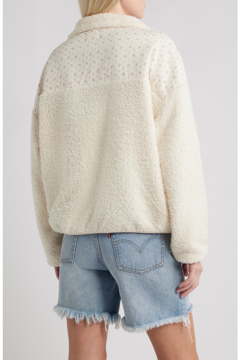 Vintage Flower Aria Mixed Media Quarter Zip Fleece Sweatshirt, Alternate, color, CREAM
