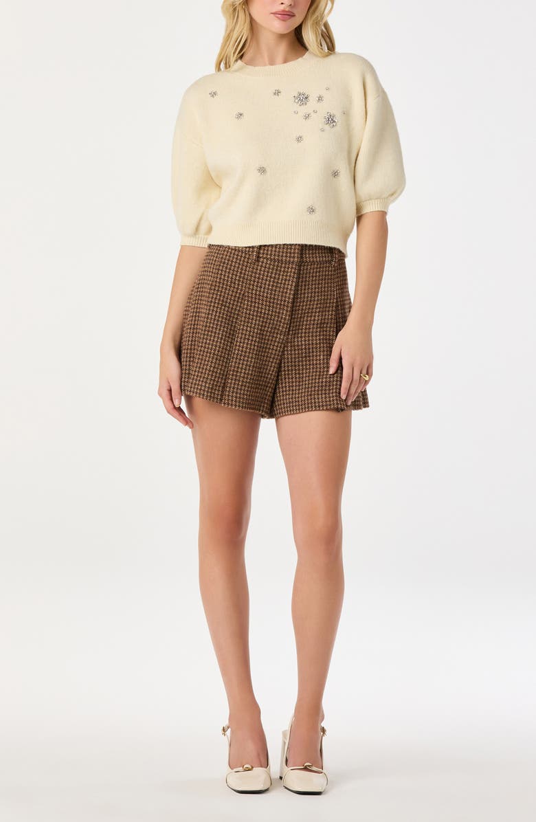 ASTR the Label Crystal Embellished Short Sleeve Sweater, Alternate, color, Cream