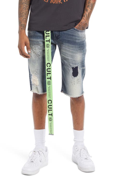 Belted Rocker Denim Shorts (Moss)
