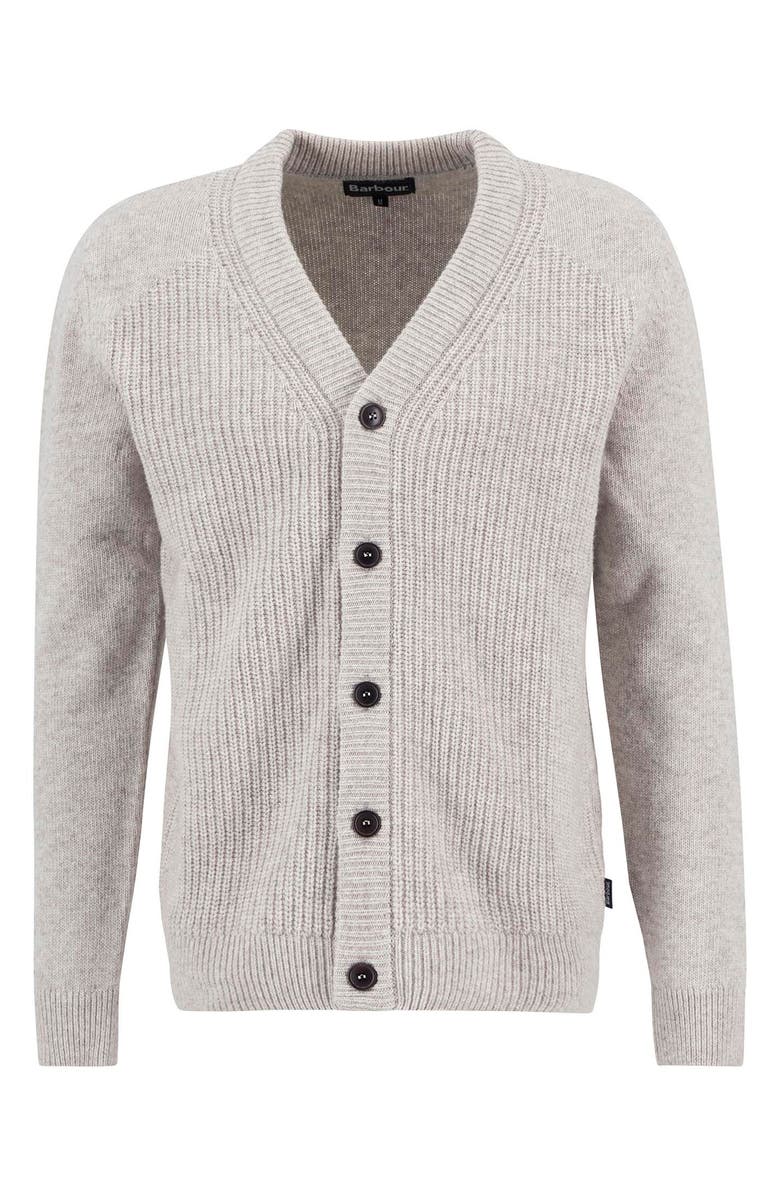 Barbour Mainland Ribbed Wool & Cotton Cardigan, Alternate, color, Mist