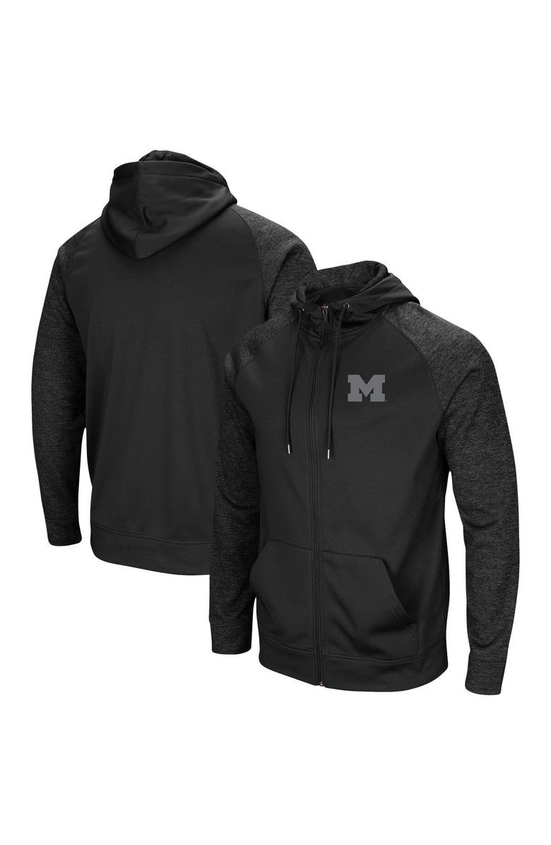 COLOSSEUM Men's Colosseum Black Michigan Wolverines Blackout 3.0 Tonal Raglan Full-Zip Hoodie, Main, color, Black
