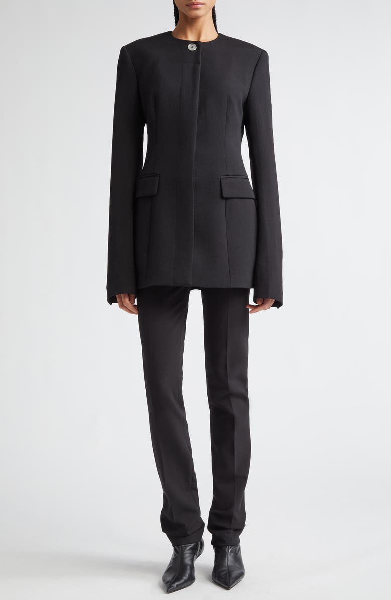 TOTEME Collarless Wool Blend Blazer, Alternate, color, Black 001