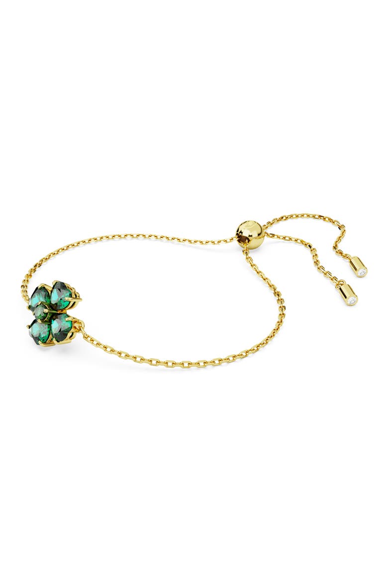 Idyllia Mixed Cut Crystal Clover Bracelet, Alternate, color, GREEN