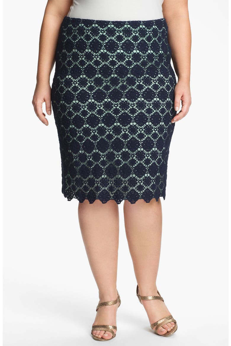 Lace Pencil Skirt, Main, color, BLUE NIGHT