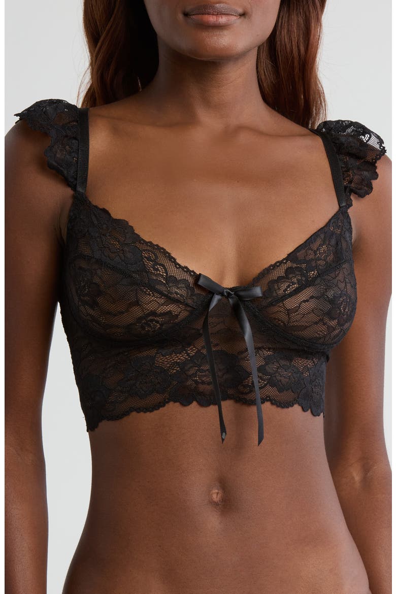 Lace Longline Bralette, Main, color, BLACK