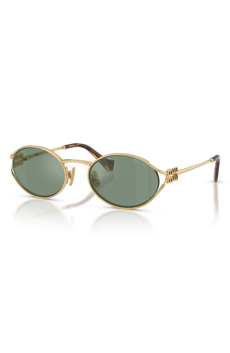 Miu Miu 54mm Oval Sunglasses, Alternate, color, Gold / Green Mirror / Silver