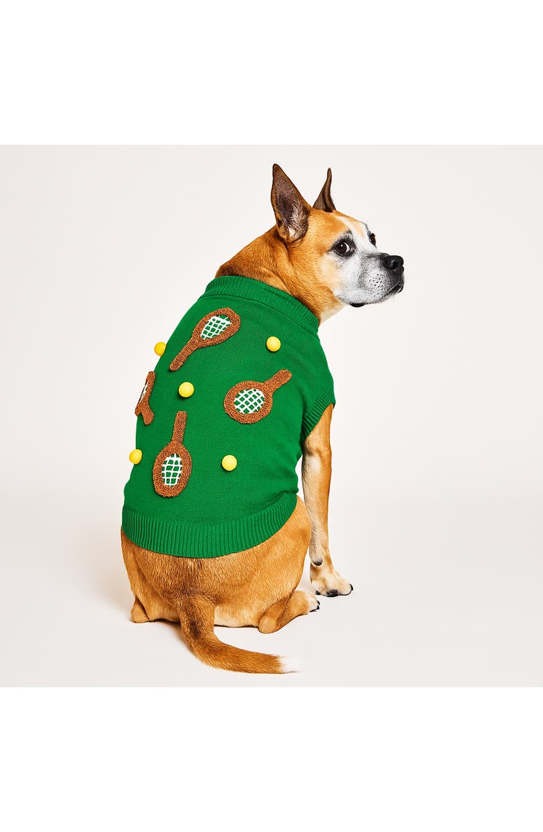 Found My Animal Tennis 3D Appliqué Pet Sweater, Alternate, color, 