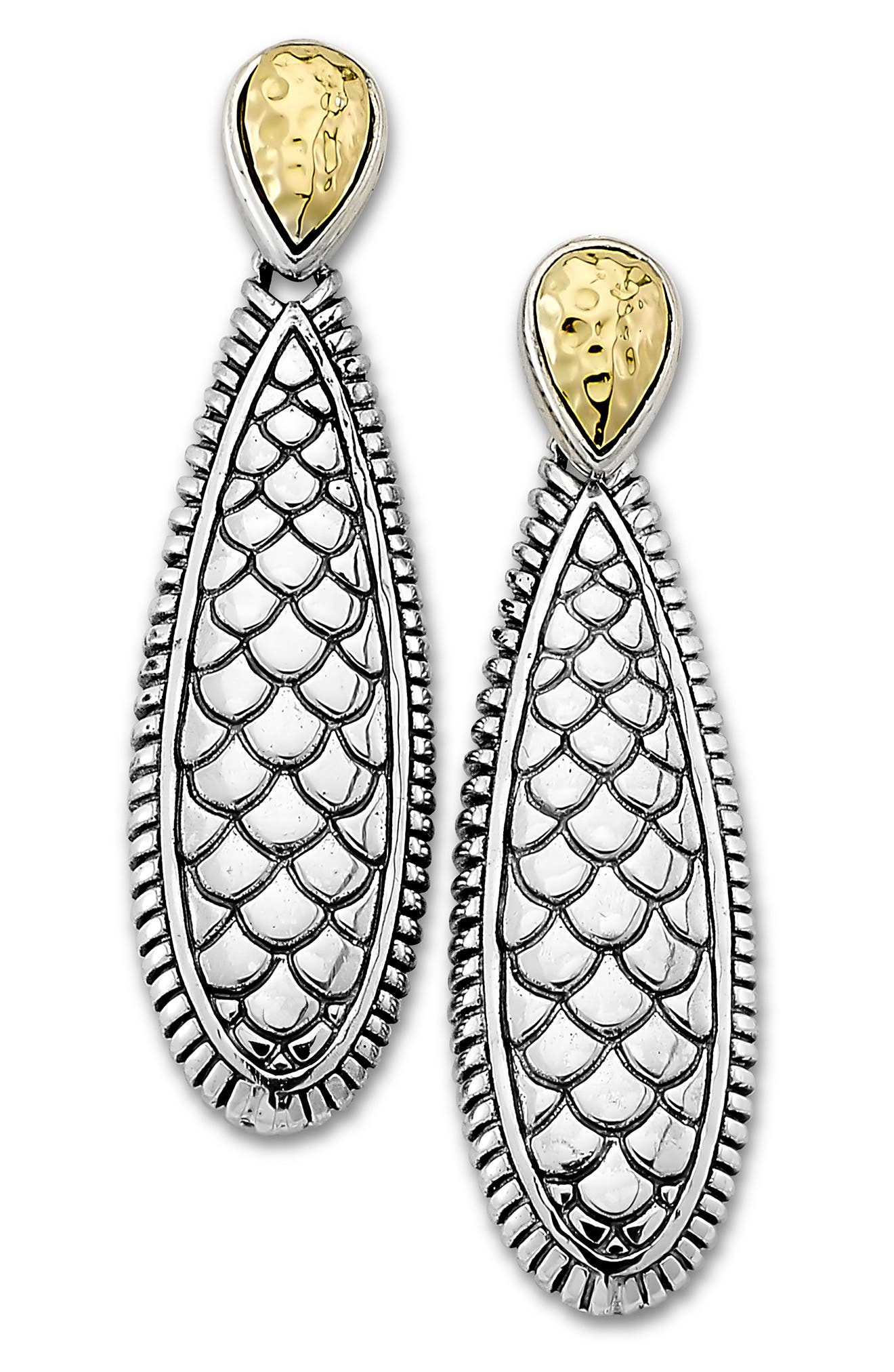 SAMUEL B. Scale Design Tear Drop Earrings