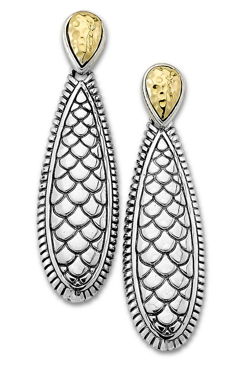Scale Design Tear Drop Earrings, Main, color, SILVER AND GOLD