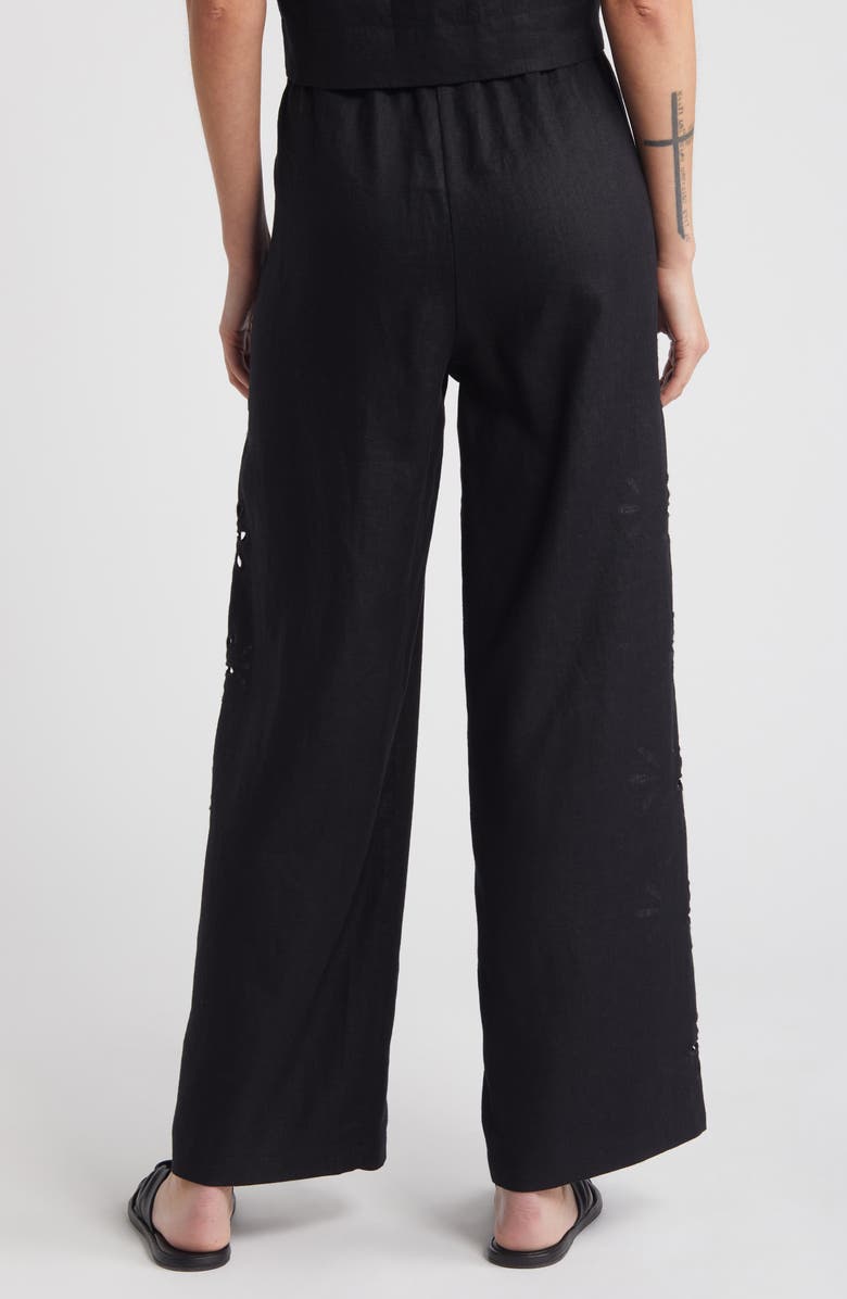 Rails Emmie Linen Drawstring Pants, Alternate, color, Black Eyelet