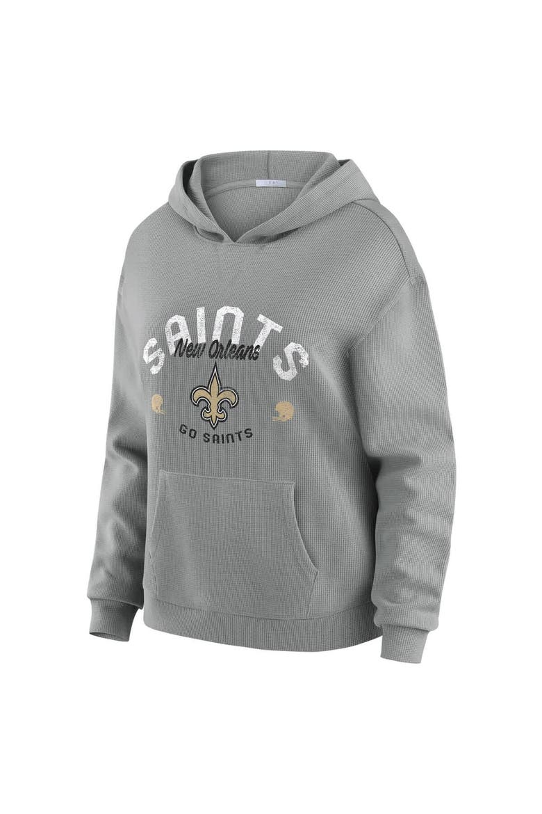 Women's WEAR by Erin Andrews Gray New Orleans Saints Waffle-Knit Long Sleeve Hooded Shirt & Pants Lounge Set, Alternate, color, Gray