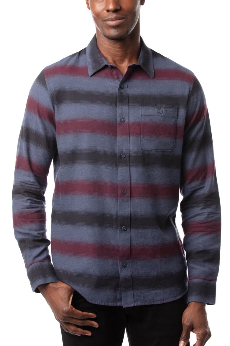 On & On Stripe Long Sleeve Cotton Polo, Main, color, BLUE NIGHTS