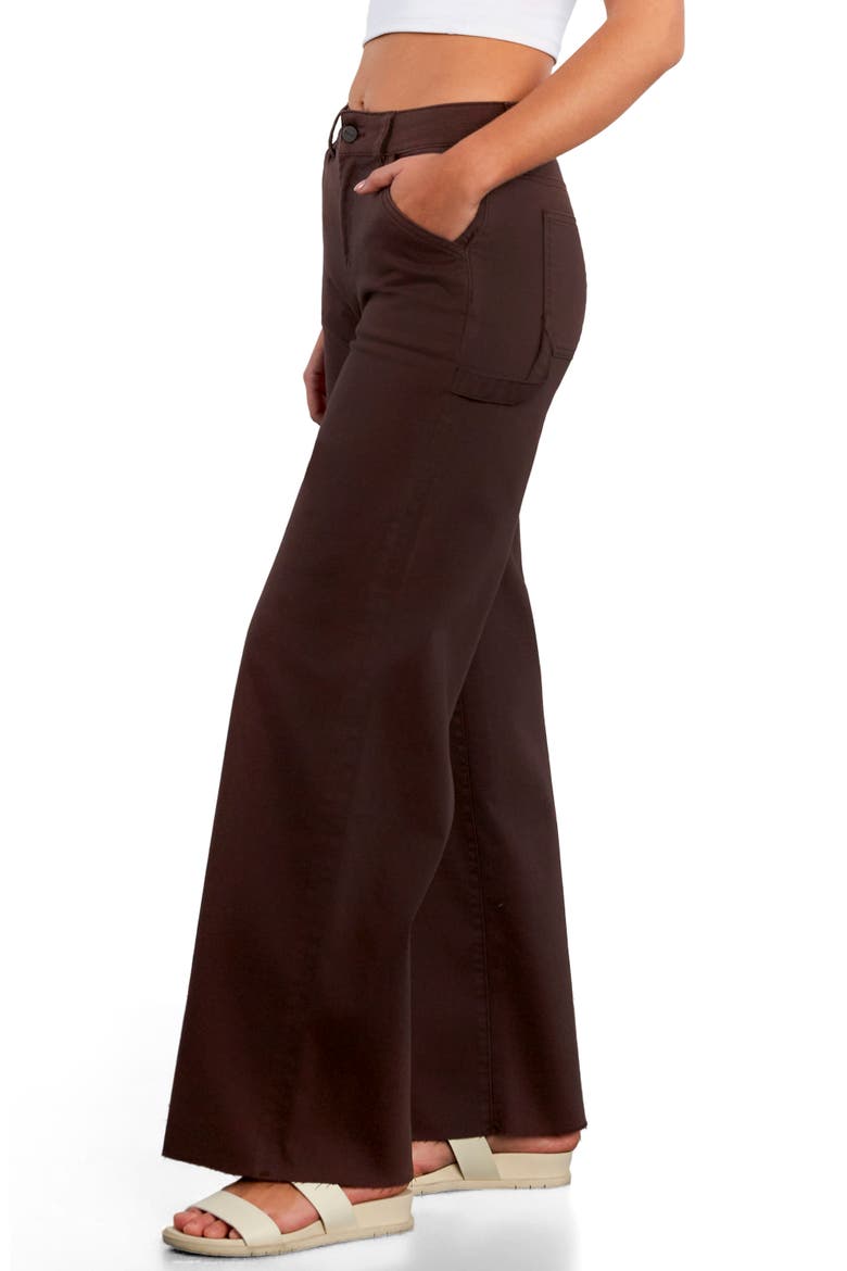 Raw Hem Wide Leg Carpenter Jeans, Alternate, color, DARK CHOCOLATE
