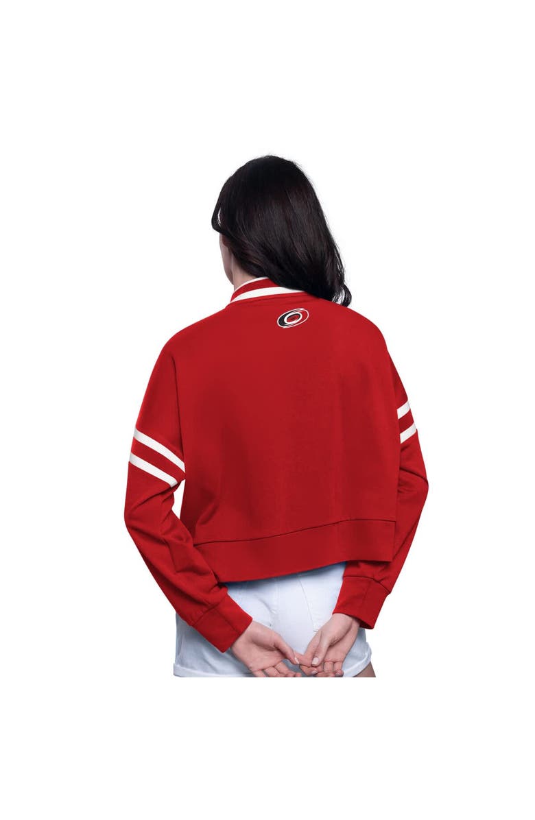 STARTER Women's Starter  Red Carolina Hurricanes Power Play Cropped Pullover Sweatshirt, Alternate, color, 