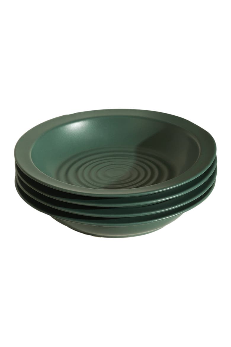 Orbit Stoneware 12-Piece Dinnerware Set with Pasta Bowls, Alternate, color, Green