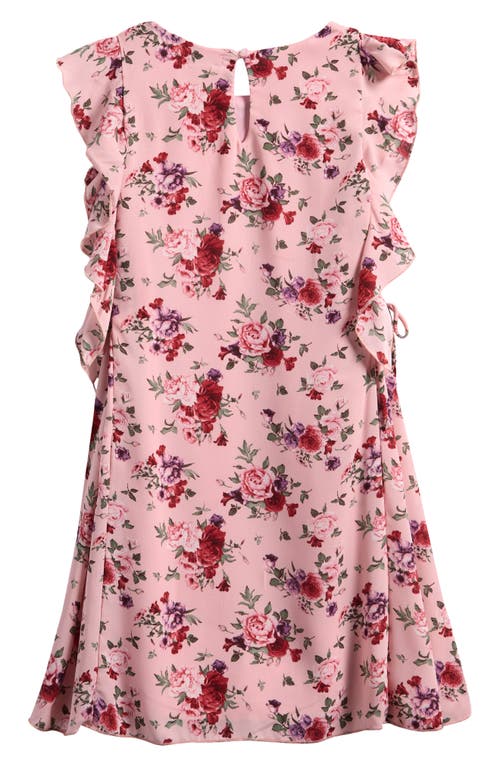 Ava & Yelly Kids' Floral Print Shift Dress In Blush Floral