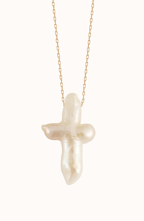 Joiana Jewelry Pearl Cross Necklace In Gold
