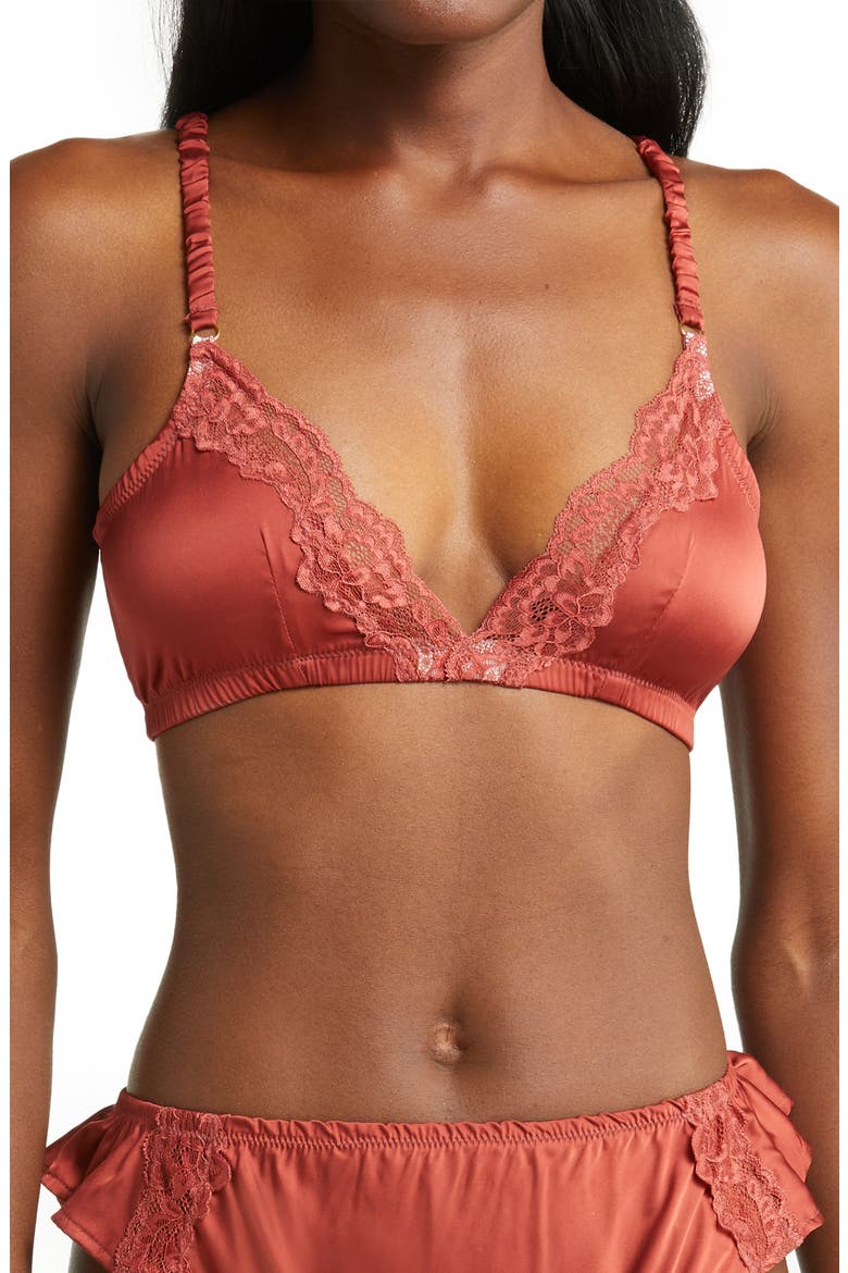 Satin Charmeuse Triangle Bra, Main, color, RUST