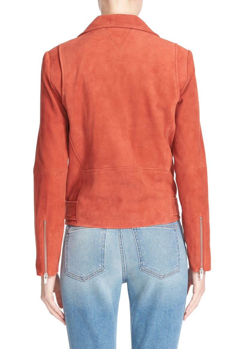 'Jayne' Suede Moto Jacket, Alternate, color, RUST