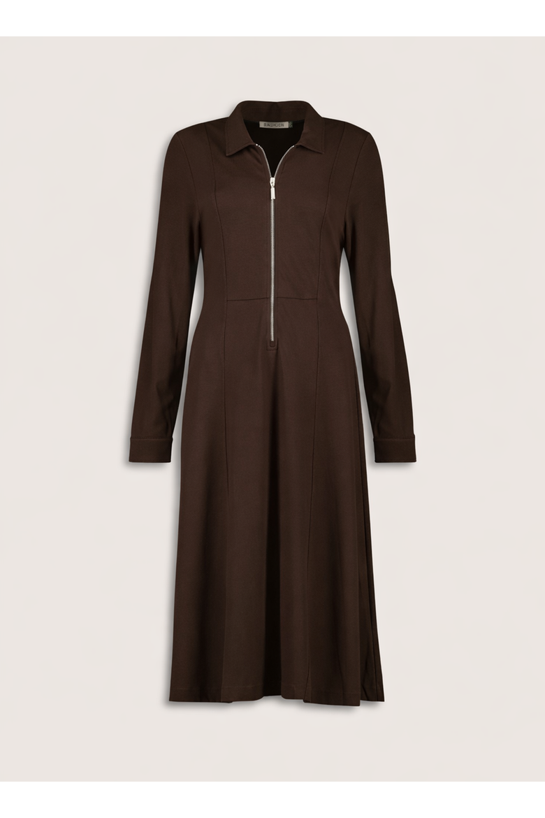 Mariposa Ponte Zip Front Midi Dress, Alternate, color, Dark Chocolate