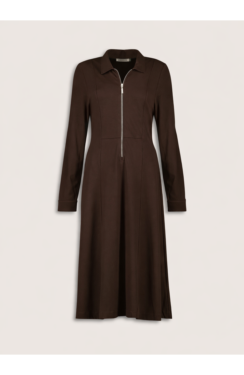 Baukjen Mariposa Ponte Zip Front Midi Dress, Alternate, color, Dark Chocolate