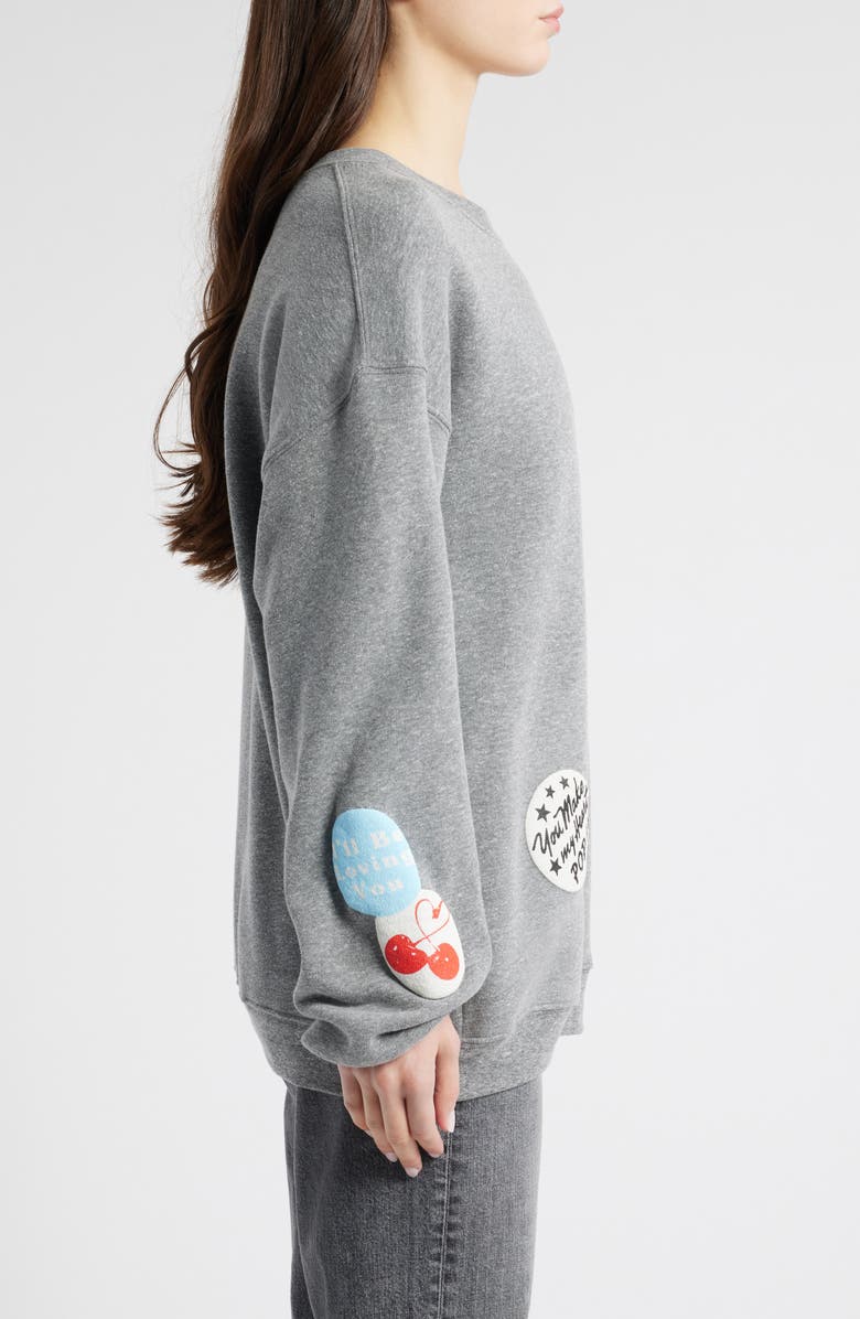 Daydreamer Love Patches Crewneck Cotton Sweatshirt, Alternate, color,