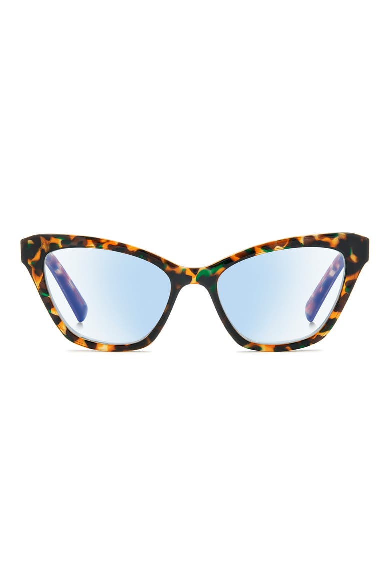 gracelyn 54mm blue light blocking rectangular reading glasses, Main, color, HAVANA GREEN