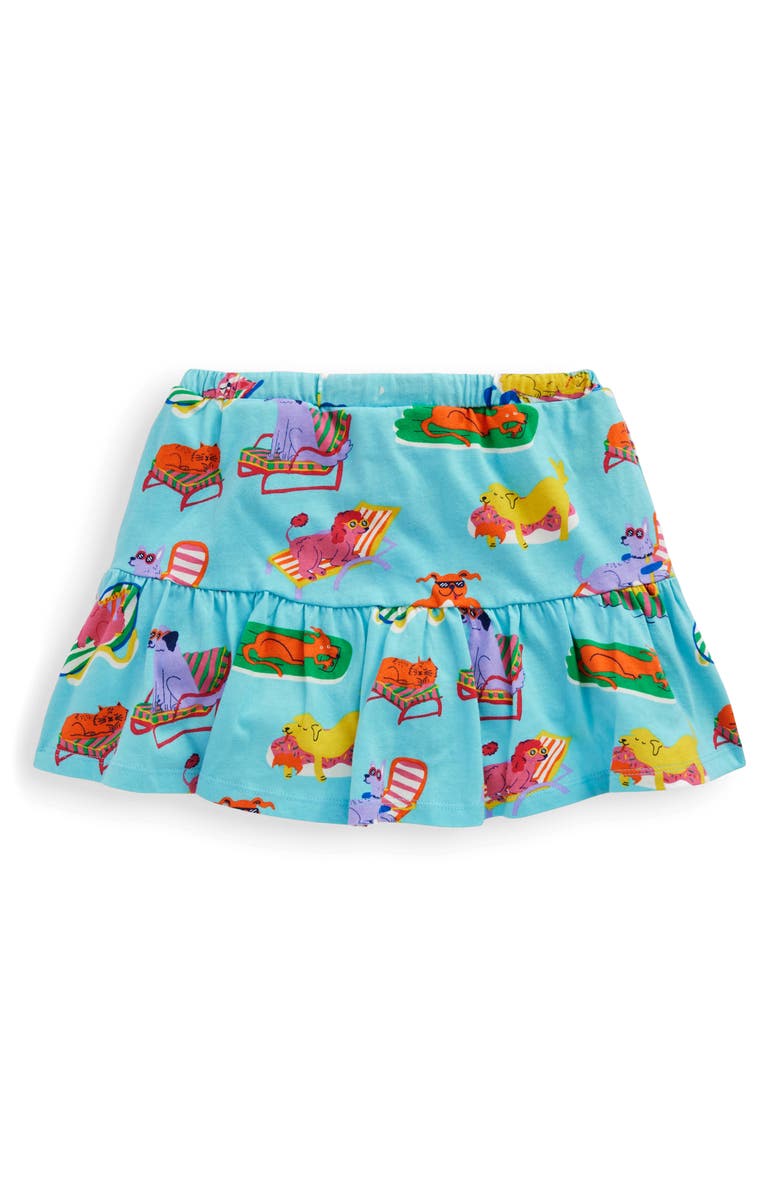 Mini Boden Kids' Tiered Balloon Jersey Skort, Alternate, color, Caribbean Blue Poolside Pets