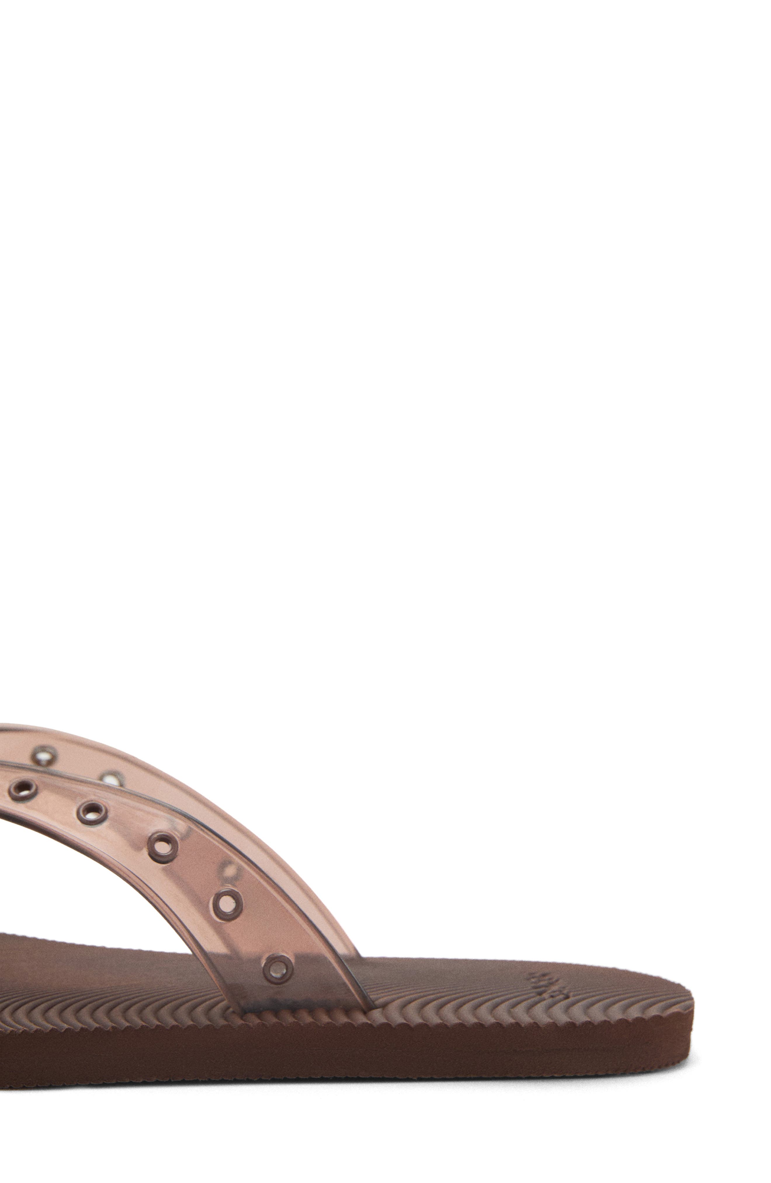 MANGO Grommet Detail Flip Flop, Alternate, color, Chocolate