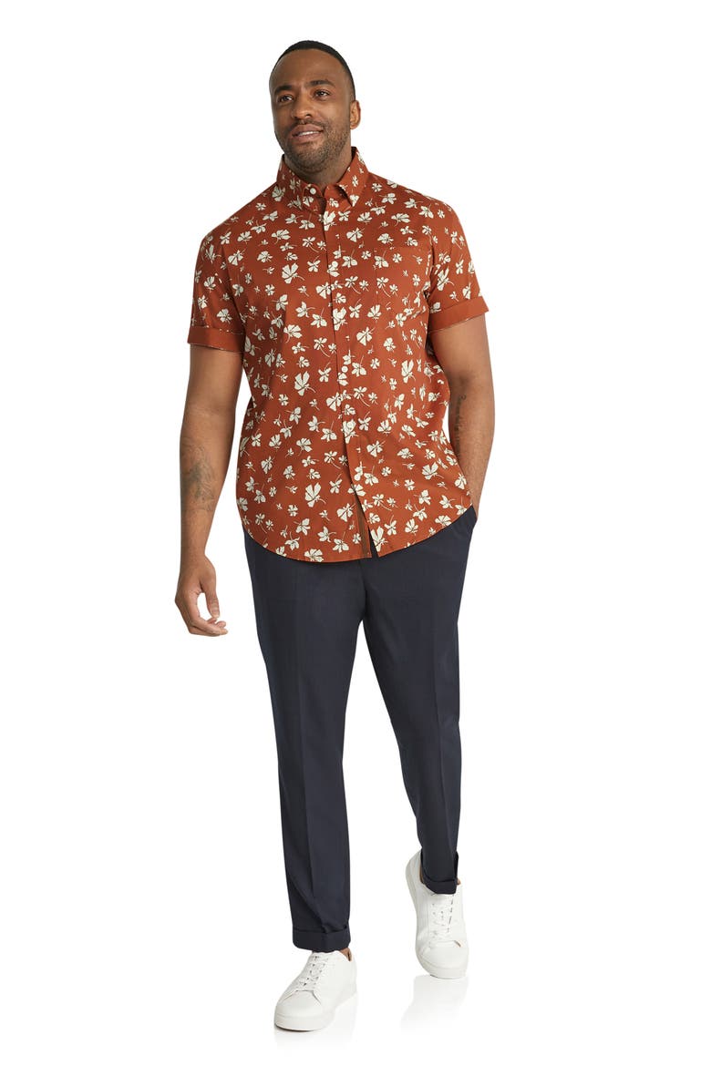 Tyler Floral Stretch Short Sleeve Button-Down Shirt, Alternate, color, RUST