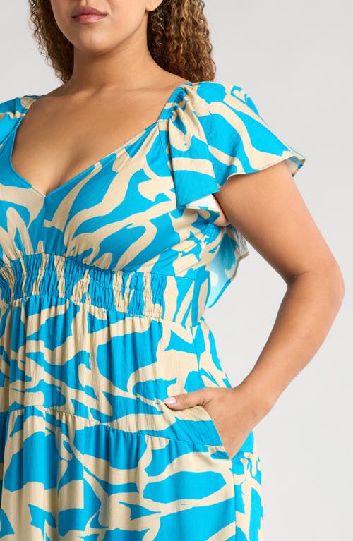 Melloday Printed Shirred Waist Tiered Maxi Sundress In Multi