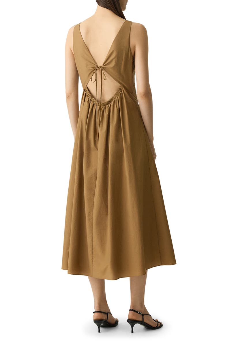 Theory Cutout Back Sleeveless Midi Dress, Alternate, color, Bronze