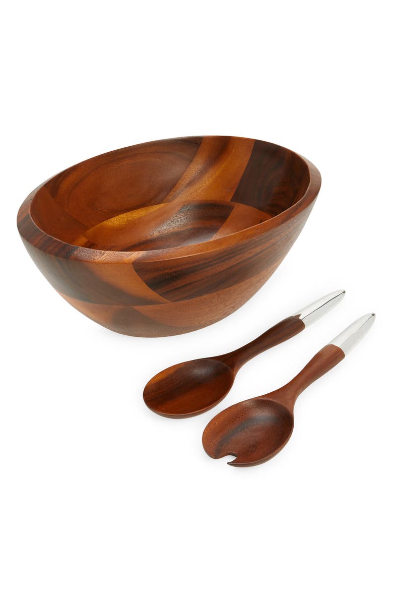 Nambé Eclipse Wood Salad Bowl & Servers, Main, color, 
