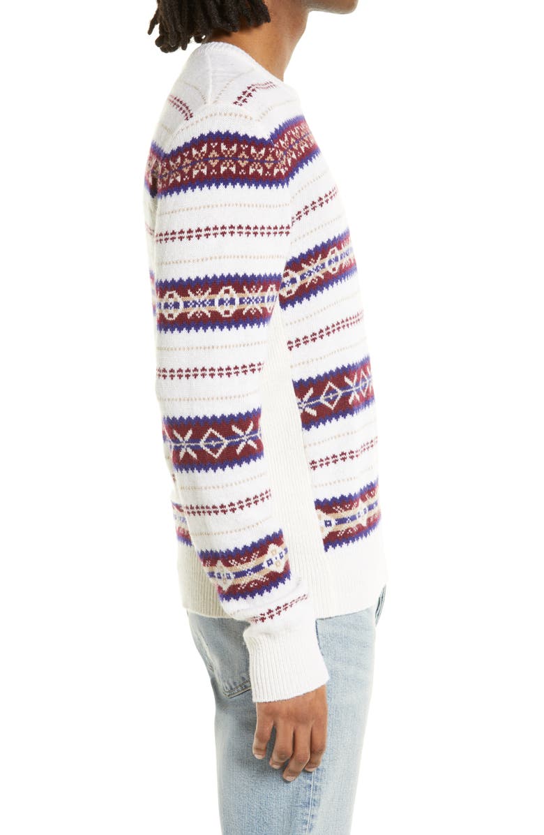 rag & bone Wesley Fair Isle Wool Crewneck Sweater, Alternate, color, Whtmlti