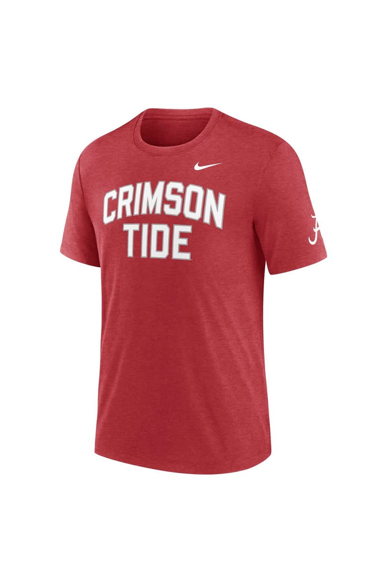 Men's Nike Heather Crimson Alabama Crimson Tide Campus Collegiate Block Tri-Blend T-Shirt, Alternate, color, Crimson