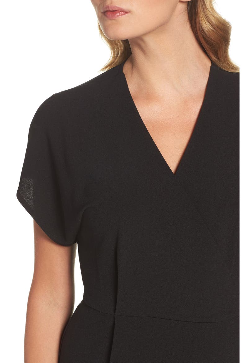 FAUX WRAP DRESS, Alternate, color, BLACK