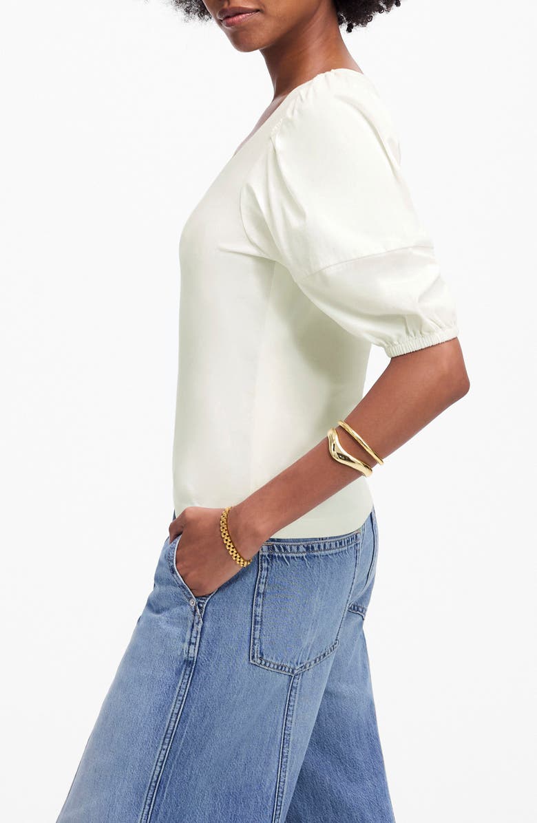 Madewell Puff Sleeve V-Neck T-Shirt, Alternate, color, White