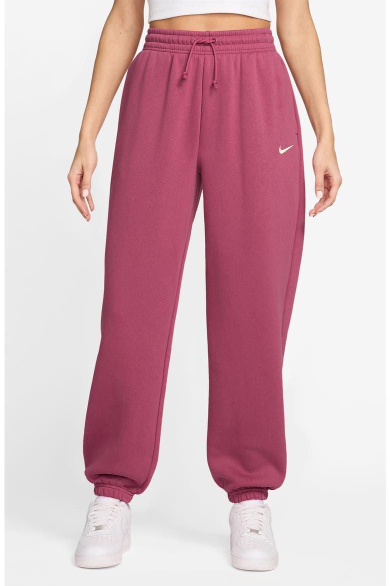 Sportswear Phoenix Fleece High-Waisted Oversized Sweatpants, Main, color, SWEET BEET/ SAIL