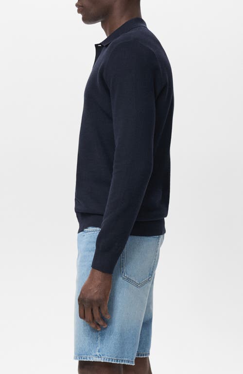 Mango Men's Micro-structured Cotton Polo Shirt In Blue