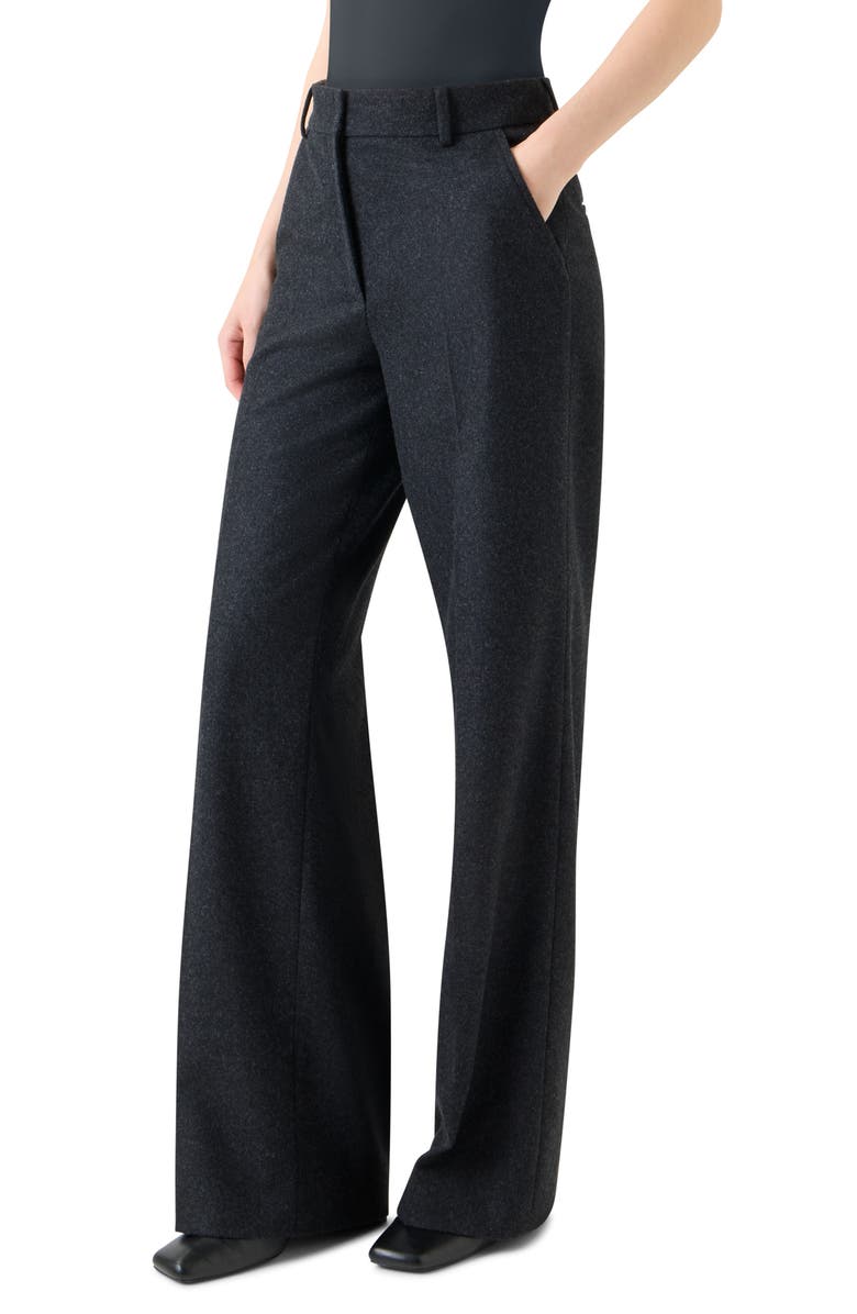 Akris punto Chiaro Wool Blend Straight Leg Pants, Alternate, color, Charcoal