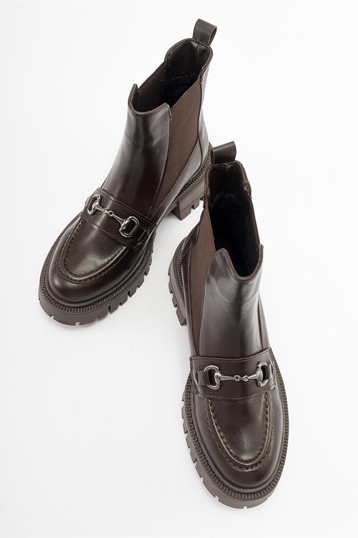 Vesper Buckled Chelsea Boot, Alternate, color, Brown Faux Leather