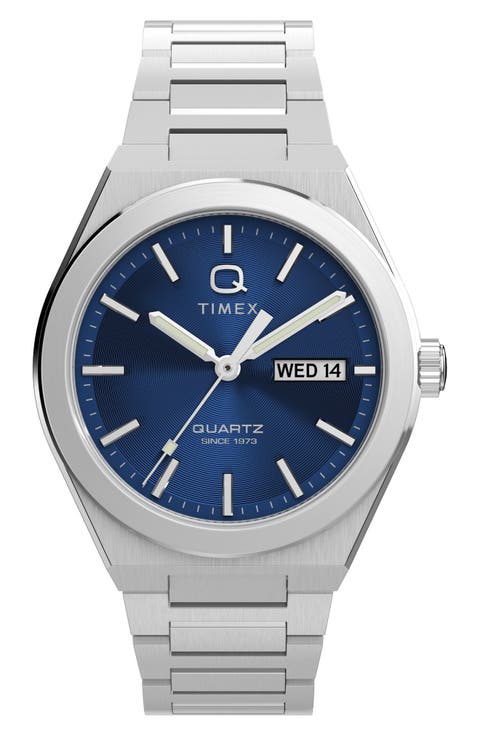 Q Continental Blue Dial Bracelet Watch, 39mm