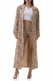AFRM Earhart Snakeskin Print Trench Coat
