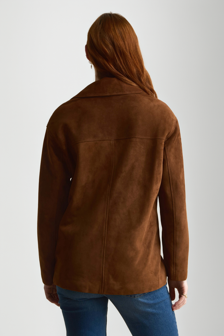 Dahlia Suede Shirt Jacket, Alternate, color, Brown